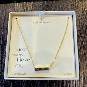 𝅺Dear Mom I Love You BAR nevklace SSILVER gold vermeil overlay adj. length